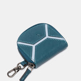 Monedero en piel circular azul