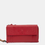 Cartera grande de piel roja