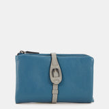 Cartera mediana de piel en azul