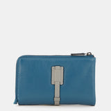 Cartera mediana de piel en azul