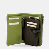 Cartera mediana de piel en verde