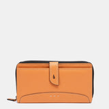 Cartera grande de piel naranja