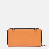 Cartera grande de piel naranja