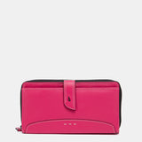 Cartera grande de piel fucsia