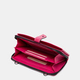 Cartera grande de piel fucsia