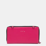 Cartera grande de piel fucsia