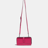 Cartera grande de piel fucsia