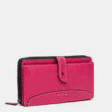 Cartera grande de piel fucsia