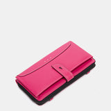 Cartera grande de piel fucsia