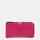 Cartera grande de piel fucsia