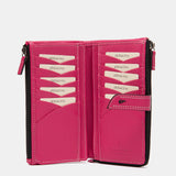 Cartera grande de piel fucsia