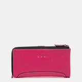Cartera grande de piel fucsia