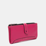 Cartera grande de piel fucsia