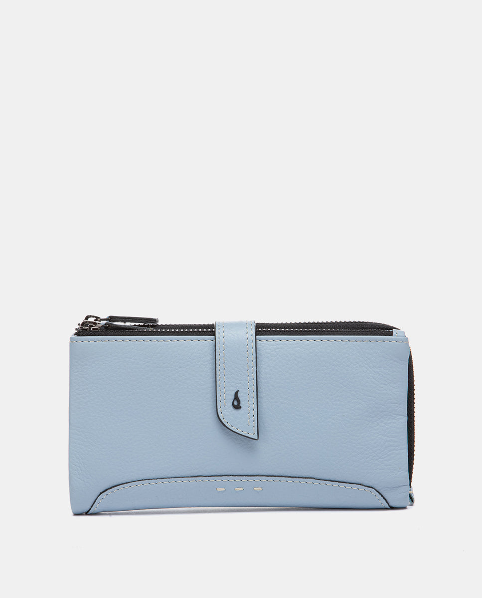 Cartera grande de piel azul claro en Abbacino