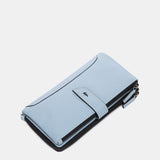 Cartera grande de piel azul claro