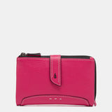 Cartera mediana de piel fucsia