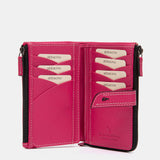Cartera mediana de piel fucsia