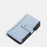 Cartera mediana de piel azul claro