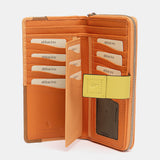 Cartera grande de piel naranja
