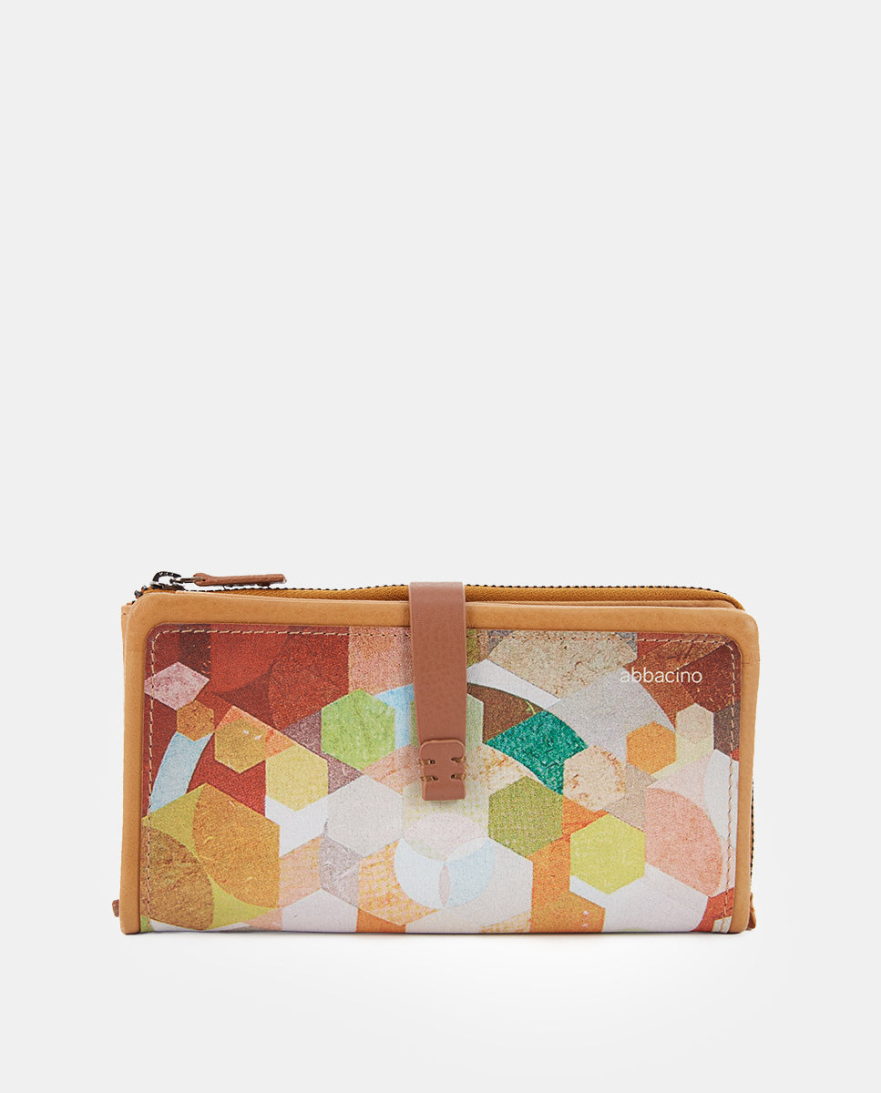 Cartera grande en piel con estampado ámbar en Abbacino