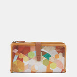 Amber patterned leather large wallet