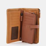 Amber patterned leather large wallet