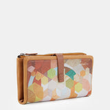 Amber patterned leather large wallet