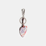Fuchsia leather heart keychain