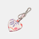 Fuchsia leather heart keychain