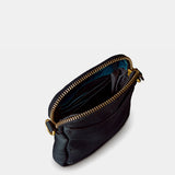 Borsa porta cellulare in pelle nera.