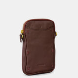 Handytasche aus braunem Leder.