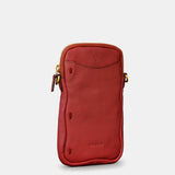 Handytasche aus rotem Leder.