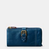 Cartera grande de mujer en piel azul