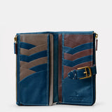 Cartera grande de mujer en piel azul