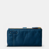 Cartera grande de mujer en piel azul