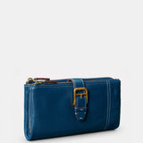 Cartera grande de mujer en piel azul