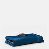 Cartera grande de mujer en piel azul