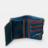 Cartera grande de mujer en piel azul