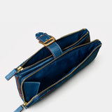 Cartera grande de mujer en piel azul