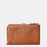 Cartera mediana de mujer en piel cognac
