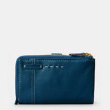 Cartera mediana de mujer en piel azul