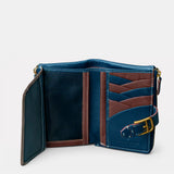 Cartera mediana de mujer en piel azul