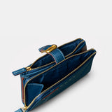 Cartera mediana de mujer en piel azul