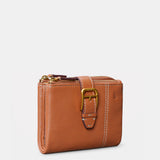 Cartera pequeña de mujer en piel cognac