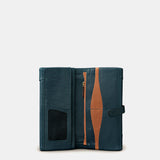 Cartera grande de mujer en piel azul