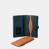 Cartera grande de mujer en piel azul