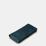 Cartera grande de mujer en piel azul