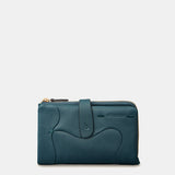 Cartera mediana de mujer en piel azul