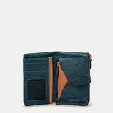 Cartera mediana de mujer en piel azul