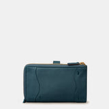 Cartera mediana de mujer en piel azul